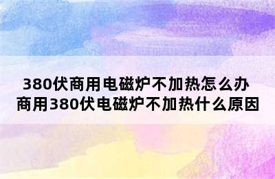 380伏商用电磁炉不加热怎么办 商用380伏电磁炉不加热什么原因